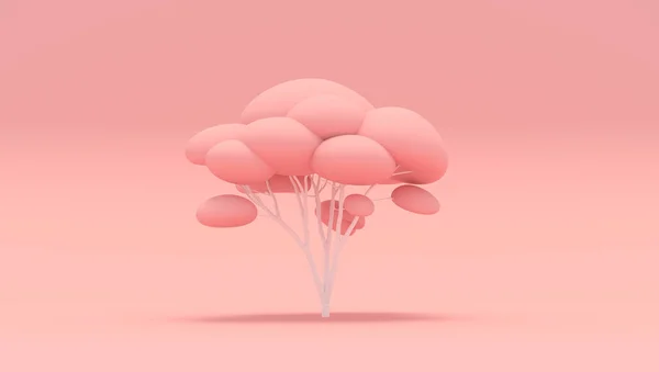 Pembe arka plan üzerinde pembe düşük poli ağaç. 3d render. Madde.