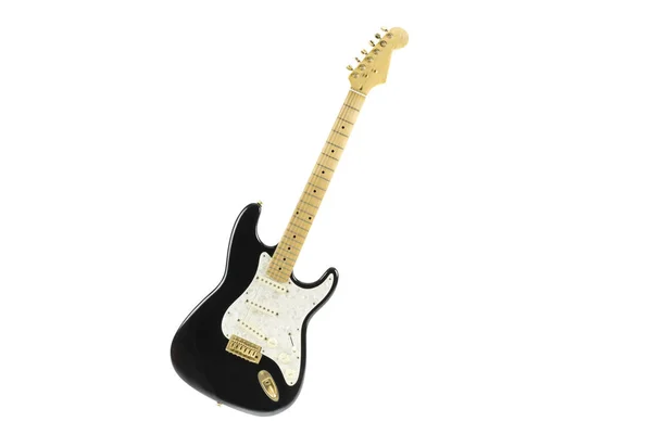 Portrait Guitare Électrique Inclinée Isolée Avec Pickguard Nacre — Photo