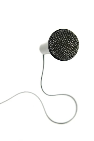 Черный Микрофон Кабелем Выключателем — стоковое фото