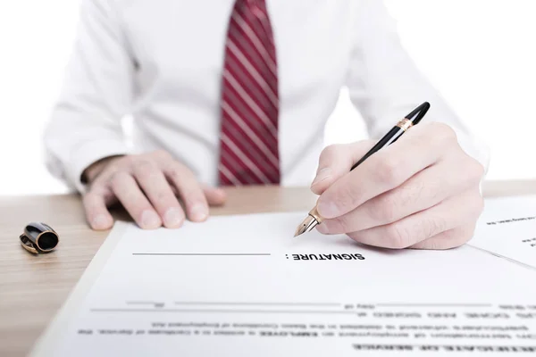 yalıtılmış bir sözleşme imzalamadan bir işadamı portresi