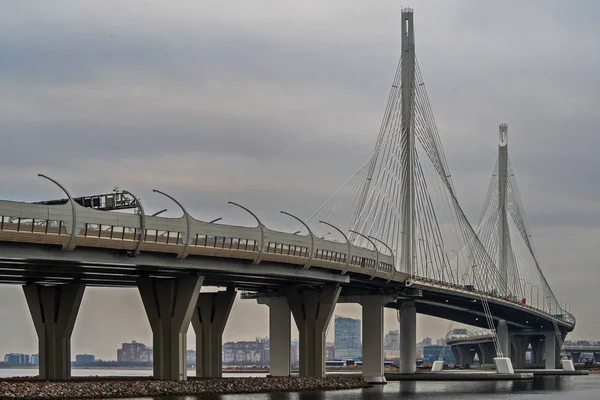 Nova Rodovia Diâmetro Ocidental Alta Velocidade Edifícios Modernos São Petersburgo — Fotografia de Stock