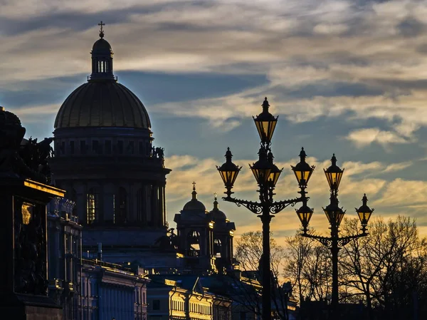 Old Lanterns Palace Square Silhouettes Petersburg Symbols — Stock Photo, Image