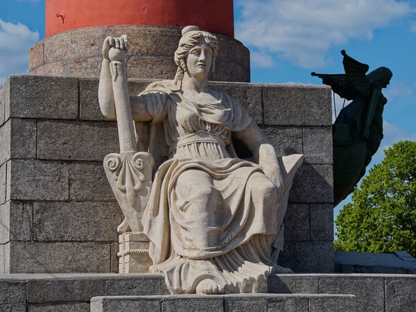 Coluna Rostral Seta Ilha Vasilievsky Escultura Rio Neva Coluna Sul — Fotografia de Stock