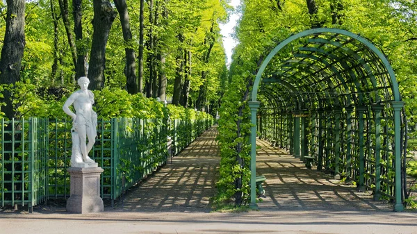 Blick Auf Die Gassen Und Skulpturen Des Sommergartens Das Erbe — Stockfoto