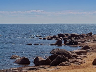 Finlandiya Körfezi kıyısında. Karelian isthmus kıyısında karakteristik görüş.