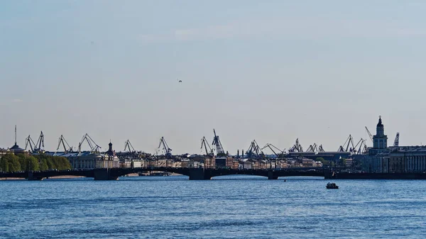 Veduta Dei Cantieri Navali Gru San Pietroburgo City Port Lavoratore — Foto Stock