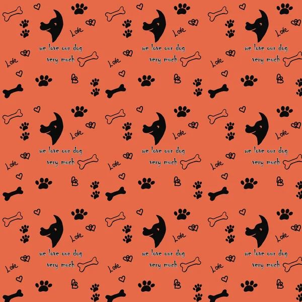 Pattern Dog Dog Foot Prints Ossicle Orange Background — Stock Photo, Image