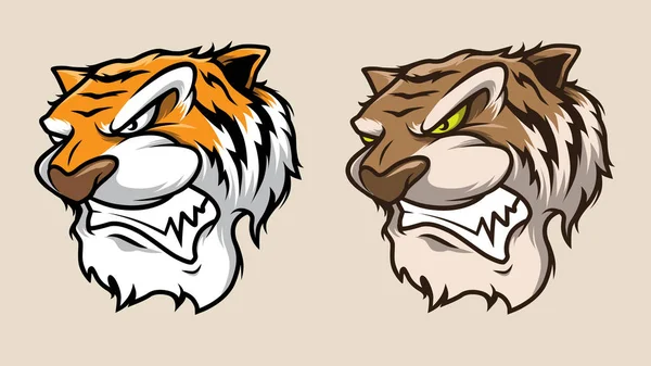 Vector Ilustración Mascota Cabeza Tigre Estilo Dibujos Animados — Vector de stock