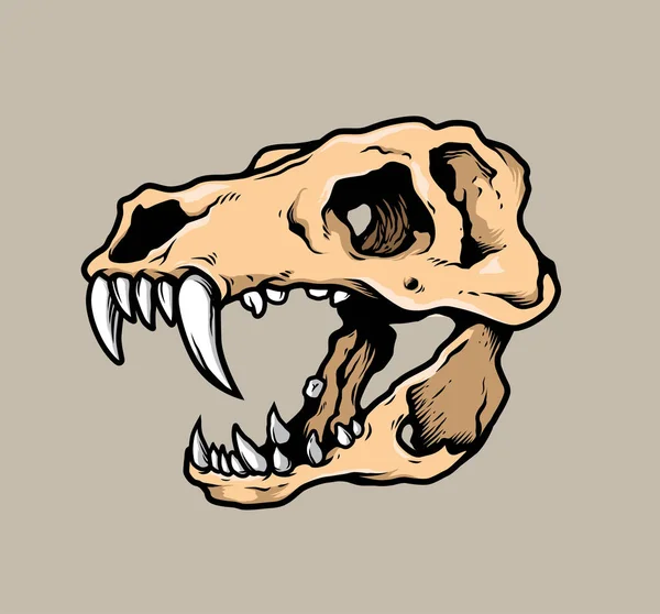 T-Rex kafatası dinozor fosil illüstrasyon vektör