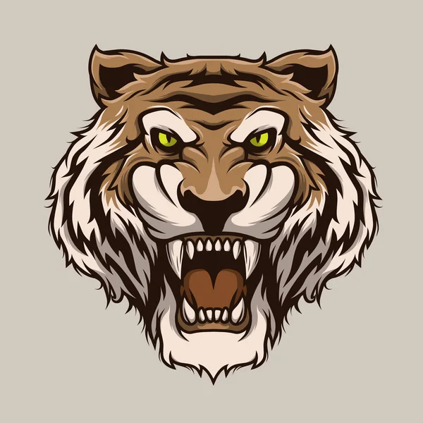 Vector Ilustración Mascota Cabeza Tigre Estilo Dibujos Animados — Archivo Imágenes Vectoriales