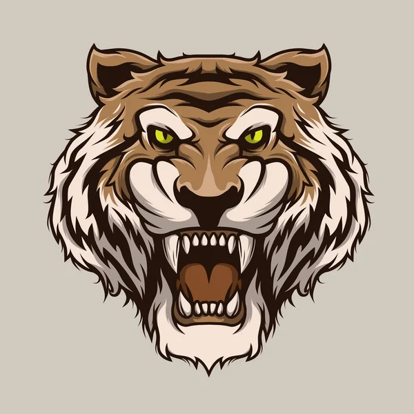 Tijger Hoofd Mascotte Illustratie Vector Cartoon Stijl — Stockvector