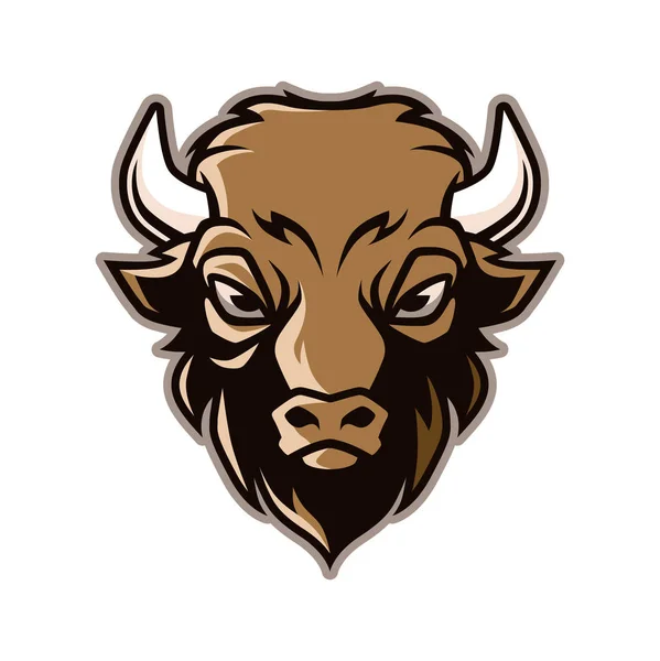 Bison Head Mascot Illustration Vector Стиле Мультфильма — стоковый вектор