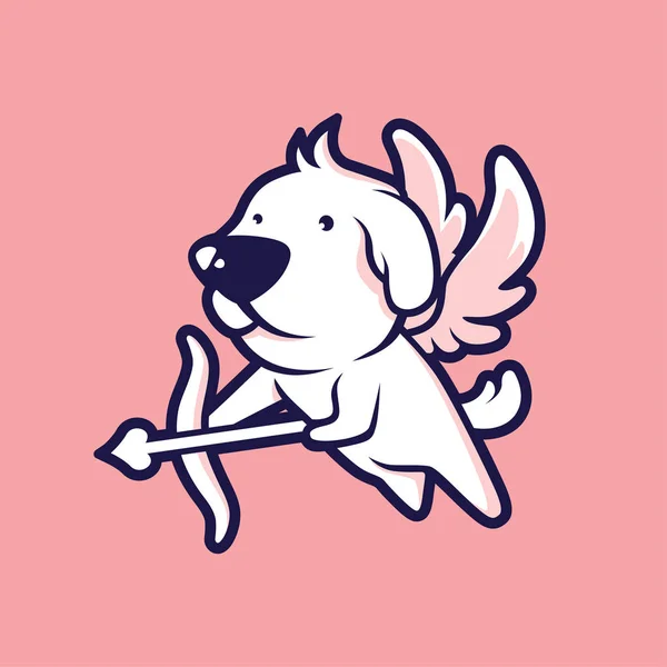Aşk tanrısı köpek kanatları vektör çizim karikatür tarzı, aşk ok ve yayla