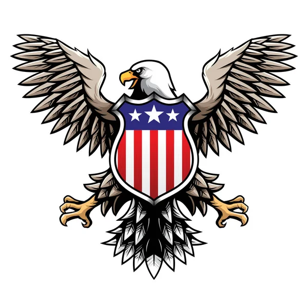 American Eagle Stars Stripes Shield Badge Emblem Vector Illustration — Stock Vector