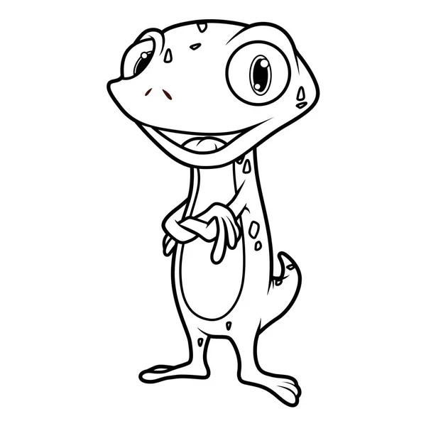 Gecko, kertenkele, bukalemun karakter illüstrasyon vektör çocuklar için karikatür tarzı / çocuklar boyama