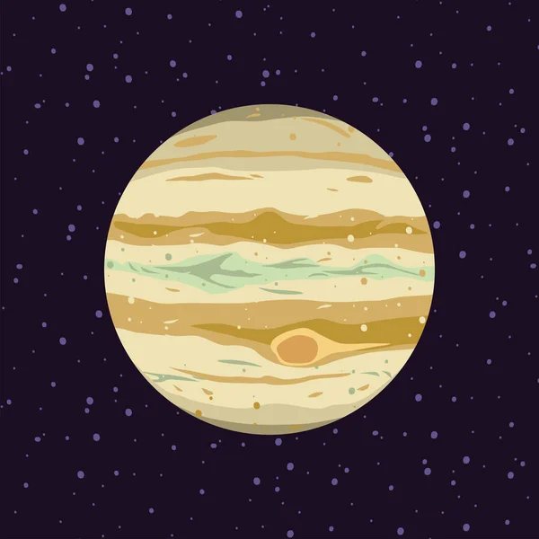 Cartoon Van Jupiter Planeten Van Het Zonnestelsel Astronomisch Observatorium Sterren — Stockvector