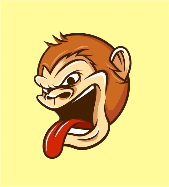 Monkey Chimp Ape Head Illustration Vector Cartoon Style — Stock Vector