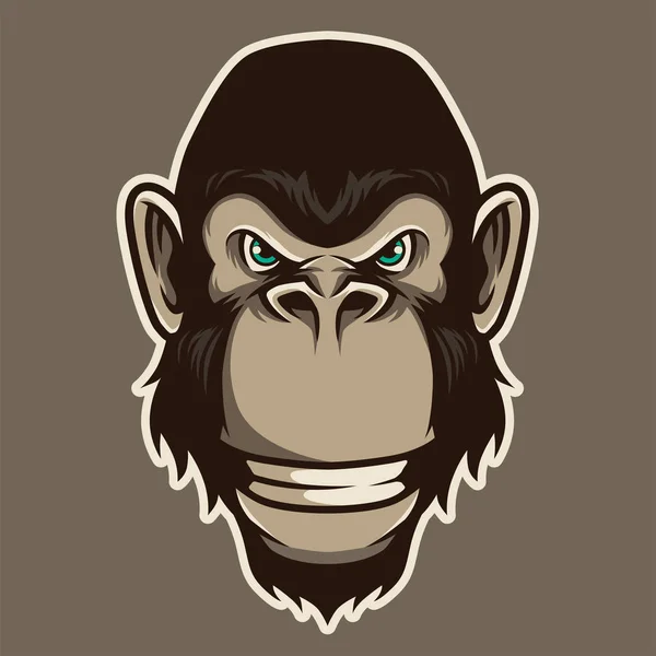 Vector Ilustración Mascota Cabeza Gorila Estilo Dibujos Animados — Archivo Imágenes Vectoriales