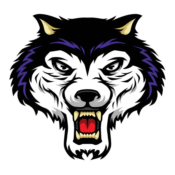 Roaring Wolf Cabeça Mascote Ilustração Estilo Dos Desenhos Animados —  Vetores de Stock