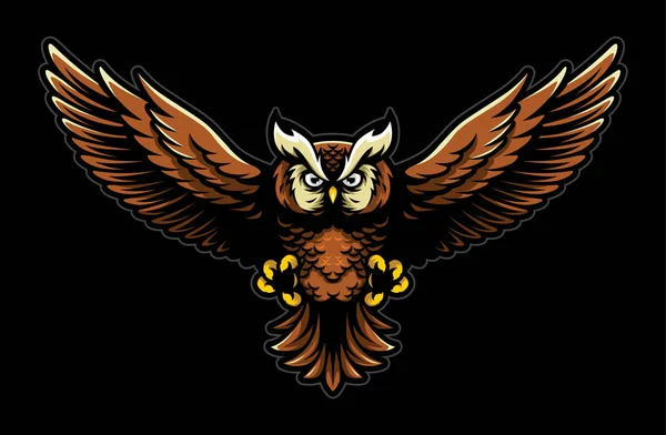 Baykuş açık kanatları ve pençeleri Logo maskot spor tarzı ile uçan