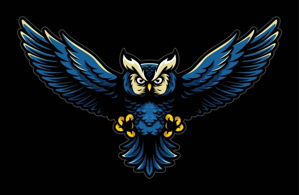 Baykuş açık kanatları ve pençeleri Logo maskot spor tarzı ile uçan