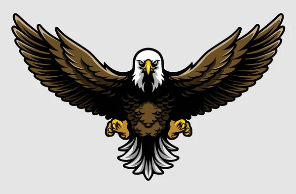 Amerikan kel kartal açık kanatları ve pençeleri karikatür tarzı ile