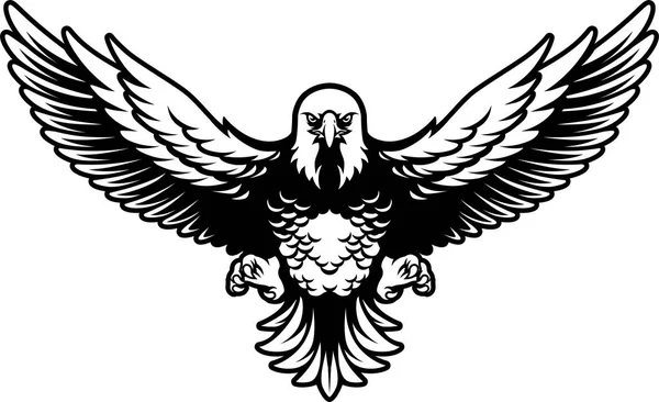 Águila Calva Americana Con Alas Abiertas Garras Estilo Dibujos Animados — Vector de stock