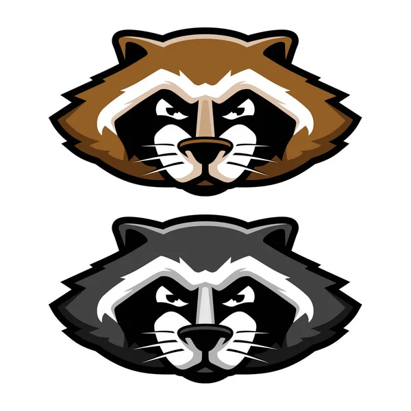 Angry Raccoon Head Логотип Талисмана Стиле Мультфильма — стоковый вектор