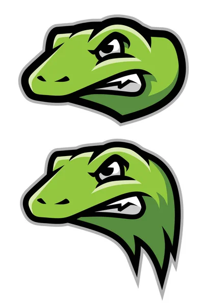 Mascotte Green Gecko Lézard Logo Tête Reptile — Image vectorielle