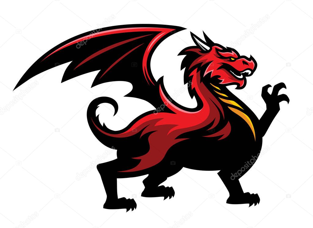 Red Dragon Logo Mascot in Sport Team Style