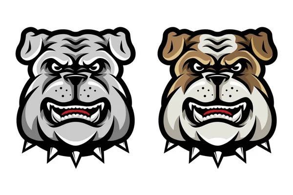 Bulldog Hoofd Mascotte Cartoon Stijl — Stockvector