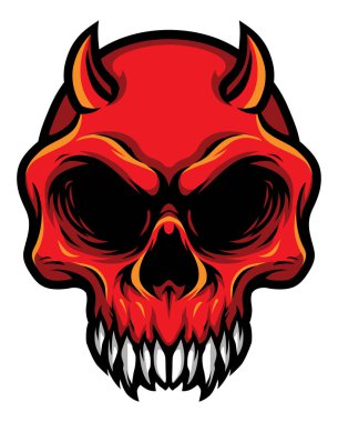 Kırmızı şeytan şeytan kafatası kafa resimde ayrıntılı 