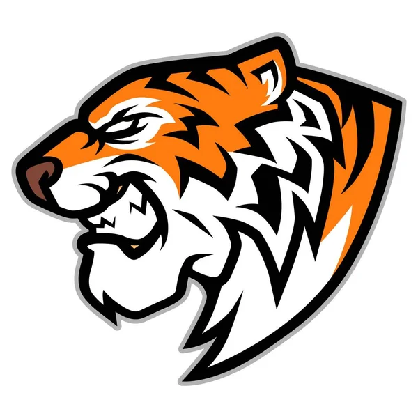 Raring Tiger Head Mascot Illustration Vector — стоковый вектор