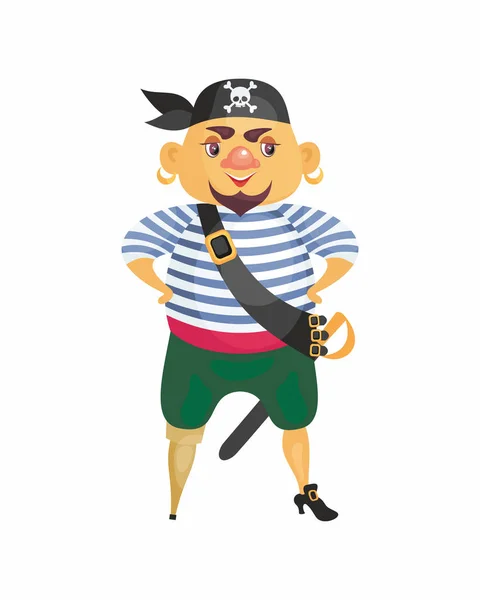 在卡通风格的海盗的矢量图像 在白色背景下隔离的儿童插图 — 图库矢量图片