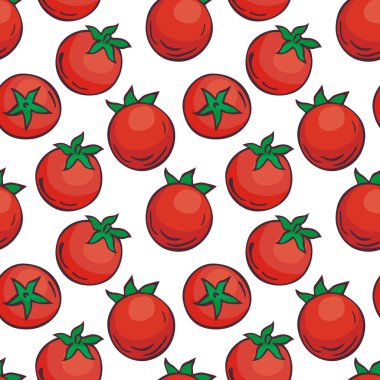 Doodle tarzı taze sebze görüntü ile renkli seamless modeli. Vektör arka plan.