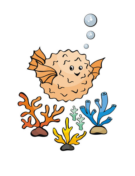 Изображение прекрасных морских обитателей в стиле каракулей. Векторная иллюстрация на белом фоне
.