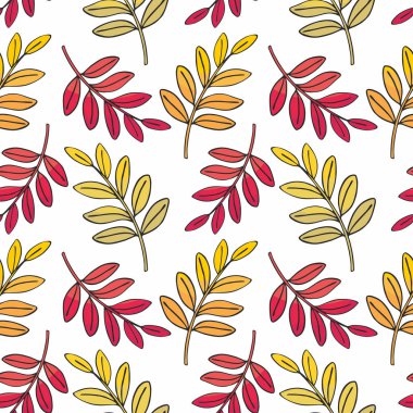 Sonbahar yaprakları ile Seamless modeli. Renkli vektör arka plan.