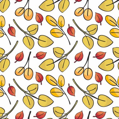 Sonbahar yaprakları ile Seamless modeli. Renkli vektör arka plan.