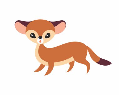 Beyaz bir arka plan üzerinde izole karikatür stile şirin ermine. Çocukluk vektör çizim.