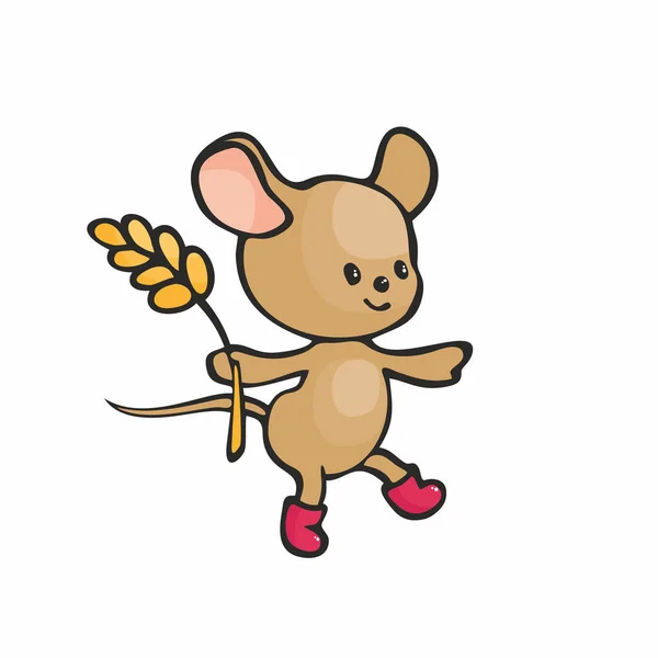 可爱的鼠标在涂鸦风格孤立的白色背景 童年向量例证 — 图库矢量图片