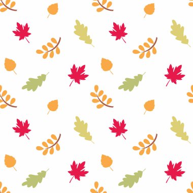 Sonbahar yaprakları ile renkli seamless modeli. Çocukluk vektör arka plan.