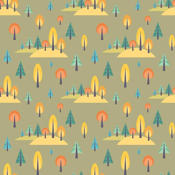 Colorful Seamless Pattern Autumn Forest Childhood Vector Background — Stock Vector