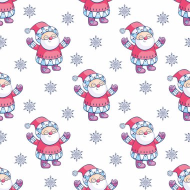 Noel Noel Baba ile seamless modeli. Çocukluk vektör arka plan etnik tarzda.