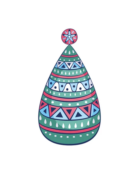 Kerstboom Etnische Stijl Vectorillustratie Geïsoleerd Een Witte Achtergrond — Stockvector