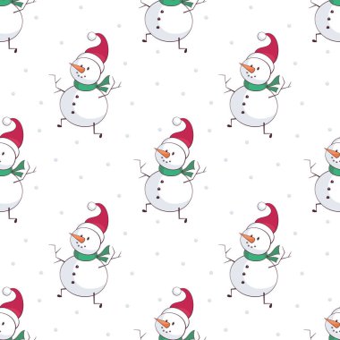 Noel kardan adam ile seamless modeli. Çocukluk vektör arka planda karikatür tarzı.