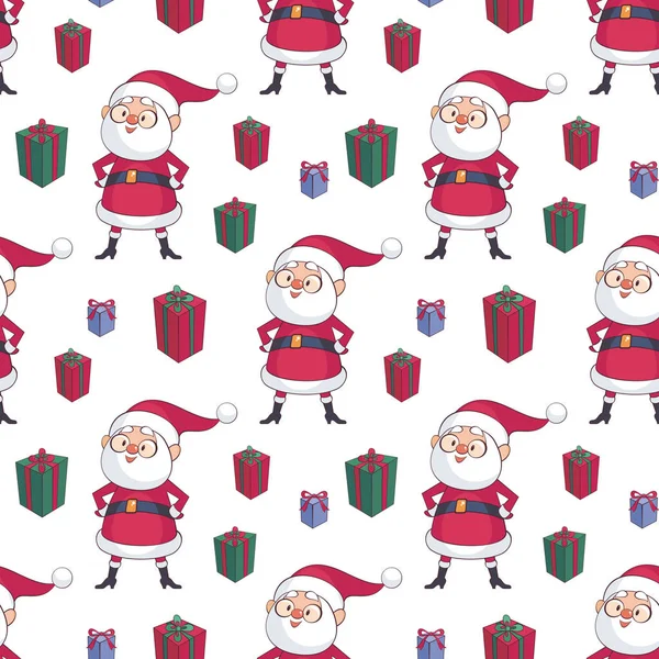 Patrón Sin Costuras Navidad Con Santa Claus Infancia Vector Fondo — Vector de stock