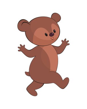 Neşeli ayı karikatür tarzı. Beyaz bir arka plan üzerinde izole çocukluk vektör çizim.