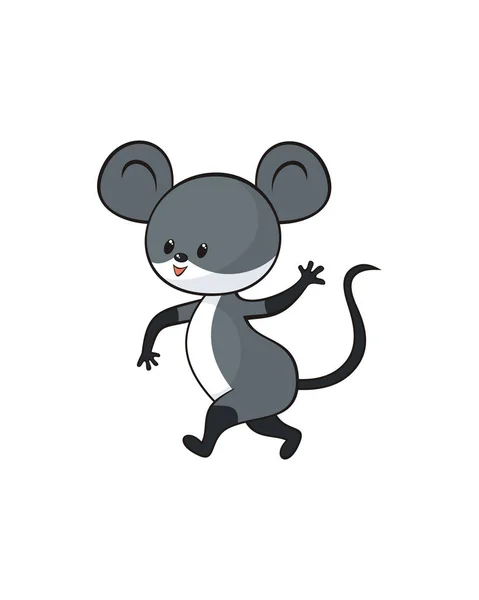 Χαρούμενο Ποντίκι Στο Στυλ Του Καρτούν Παιδική Εικονογράφηση Διάνυσμα Απομονωθεί — Διανυσματικό Αρχείο