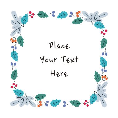 Noel çerçeve çiçek. Vektör arka plan doodle tarzı.