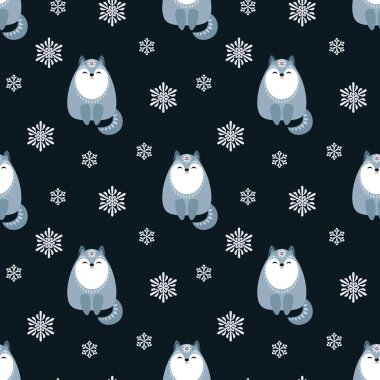 Noel sevimli hayvanlar ile seamless modeli. Çocukluk vektör arka plan etnik tarzda.